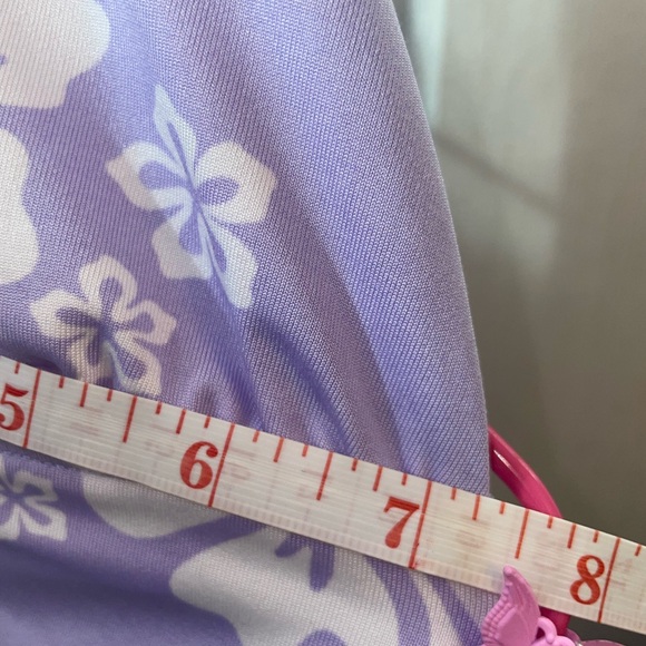 SHEIN L-XL Purple Halter Top Hawaiian Flower - Picture 5 of 7